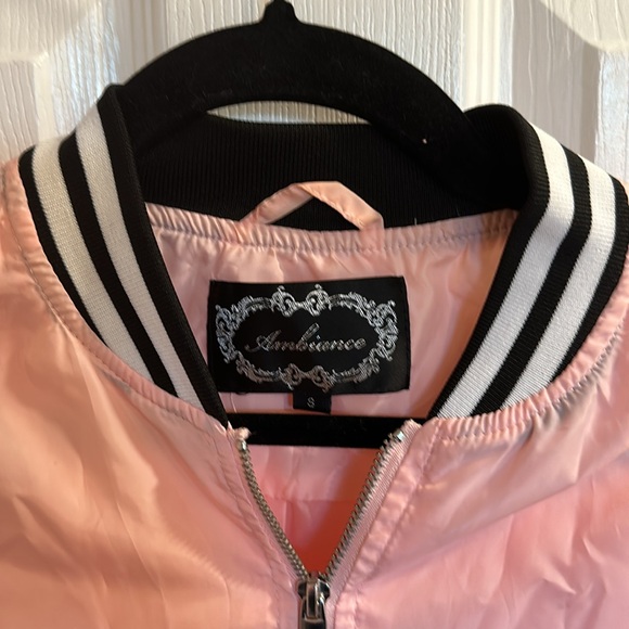 Ambiance Pink & Black Bomber Jacket Sz Small - Picture 2 of 8